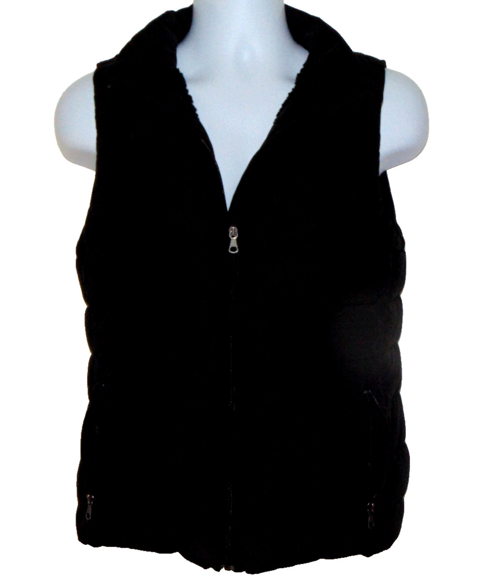 Banana Republic Puffer Vest M Black Sherpa Lined Full Zip Quilted Insulated